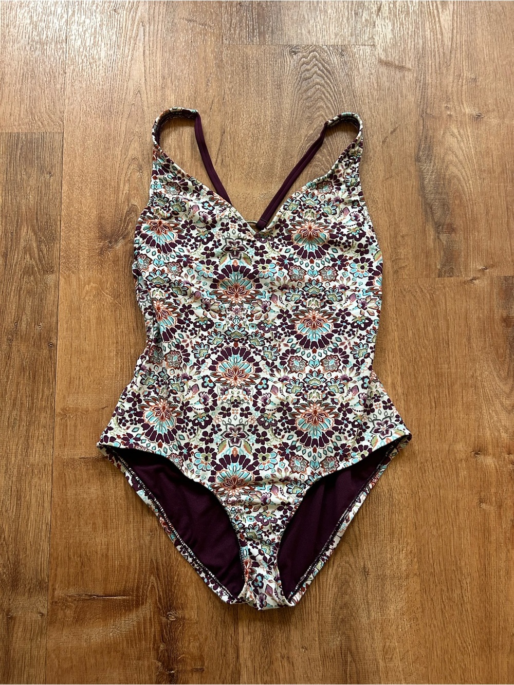 Sonoma Paisley One-Piece Swimsuit in Burgundy and Teal